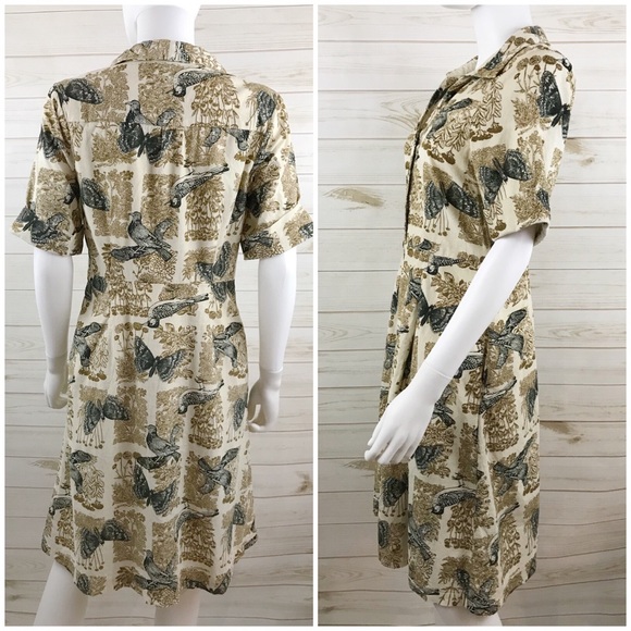 <Anthropologie> Alary Shirt Dress Bird Print 09 - Picture 3 of 6
